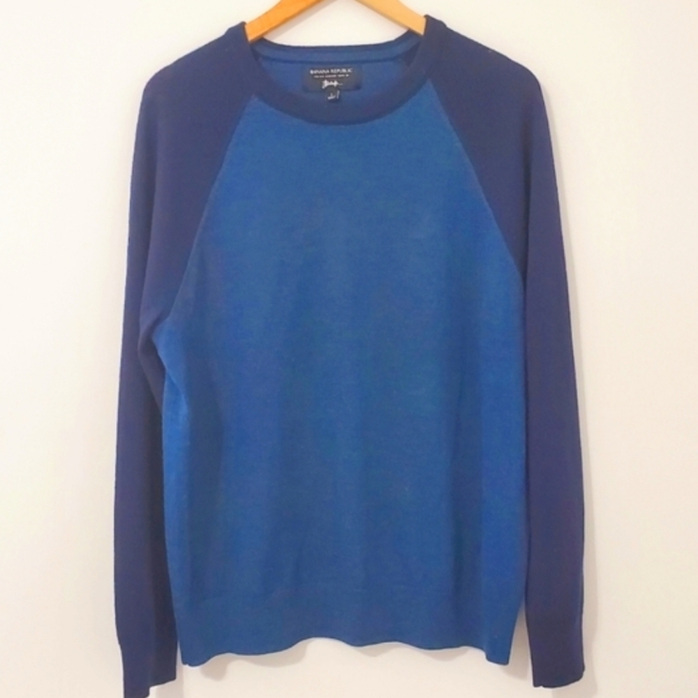 Banana Republic Merino Yarn Crewneck Sweater Blue Mens Large